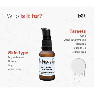 Love Earth Anti Acne Serum With Pure Vitamin C & Witch Hazel 30 ml - Face Serum