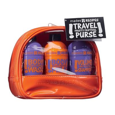 MADES Recipes Fruity Festival Travel Purse (Body wash 100ml + Body milk 100ml + Shampoo 100ml) 300 ml - Shampoos