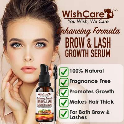 WishCare Brow & Lash Growth Serum - EyeBrow & Eyelash Growth Oil Serum With Castor Oil Almond Oil & Vitamin E 30 ml - Under Eye Creams & Serums