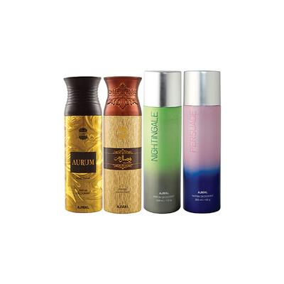 Ajmal 1 Aurum Femme, 1 Wisal Dhahab Homme, 1 Nightingale And 1 Persuade Deodorants Pack of 4 200 ml - Deodorants/Roll-Ons