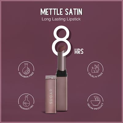 SUGAR Cosmetics Mettle Satin Lipstick - 04 Adela (Warm Muted Peach) 2.2 gm - Lipsticks