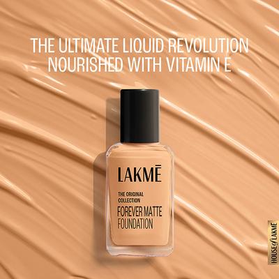 Lakme FOREVER MATTE FOUNDATION for Superior Coverage, Vit E, lightweight & water-resist Marble, 27ml - Foundation