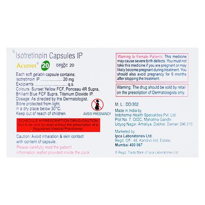 Acutret 20mg Capsule 10'S - Acne-Acn