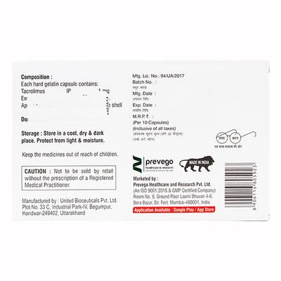 TACROLIUS 1 Capsule 10's - Auto Immune Disease-Imm
