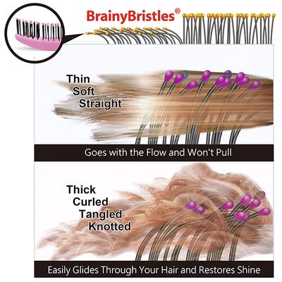 NuWay 4HAIR U.S. Patented Detangler Hair Brush for Men, Women & Kids - Light Pink - JuniorC 1s 1's - Hair Brushes