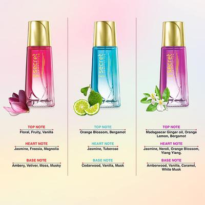 Secret Temptation Fragrance Gift Set With Ruby, Daisy,Jazz Perfume for Women (30ml each) 3's - Body Mist/Spray