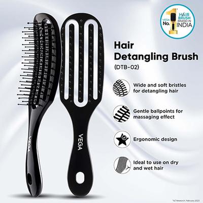 Vega Hair Brush,Vented Detangling Hair Brush for Women and Men, for Quick Blow Drying (DTB-02) 94 gm - Hair Brushes