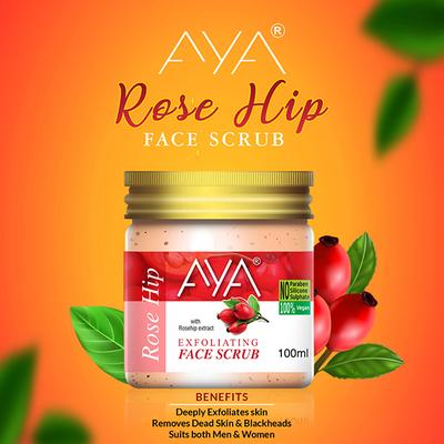 Aya Rosehip Exfoliating Face Scrub, No Paraben, No Silicone, No Sulphate 100 ml - Scrubs & Exfoliants