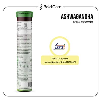 Bold Care Ashwagandha Natural Testo Booster Effervescent Tablets - Lemon Flavour 20's - Other Supplements