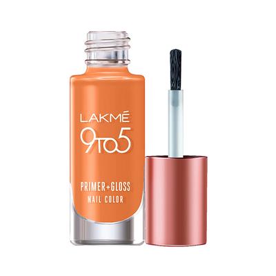 Lakme 9To5 Primer + Gloss Nail Colour Peach Puff 6 Ml - Nail Polish