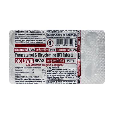 DICLOWIN SPAS Tablet 10's - Muscle Spasm-Ant
