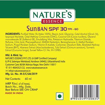 Nature's Essence Sun Ban Lotion Spf 30 60 ml - Face Sunscreen