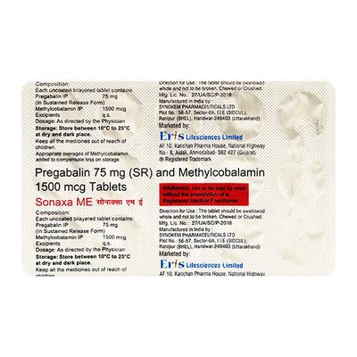Sonaxa ME Tablet 15'S - Neuropathic Pain-Dru