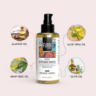 FURR By Pee Safe Natural After Shave & Wax Oil With Goodness of Sunflower Seed and Aloe Vera Oil For Men and Women 100 ml - Aftershave Lotion