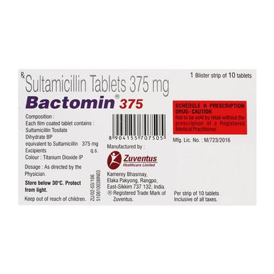Bactomin 375mg Tablet 10'S - Bacterial Infections-Pen