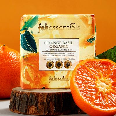 Fabessentials Orange Basil Organic Handmade Bathing Bar With Natural Biaoctives Cleanses 100 gm - Soaps
