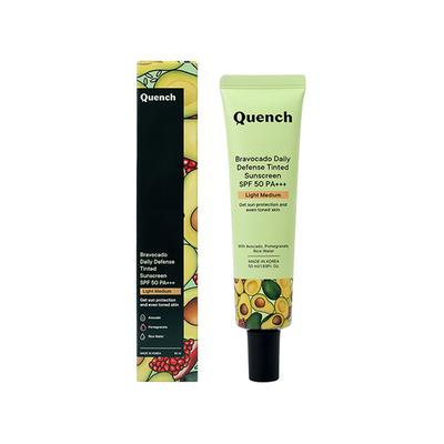 Quench Botanics Bravocado Daily Defense Tinted Sunscreen SPF 50 PA+++ (Light Medium) 50 ml - Face Sunscreen