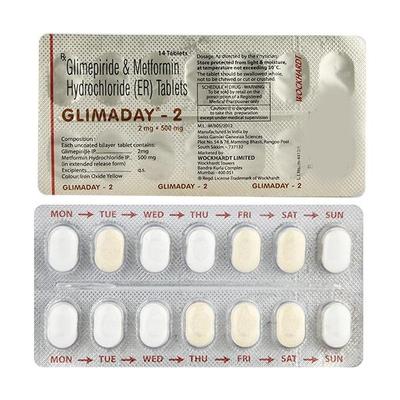 Glimaday 2mg Tablet 14'S - Diabetes-Ant