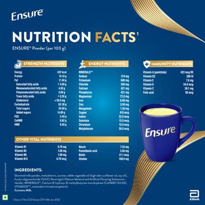 Ensure Nutritional Powder - Vanilla Flavour 400 gm (Refill Pack) - Daily Health Drinks