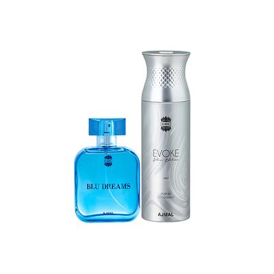 Ajmal Blu Dreams EDP Citurs Fruity Perfume And Evoke Silver Edition Him Deodorant Spicy Floral Fragrance 300 ml - Men Perfumes (Edt/Edp)