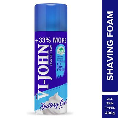 VI-John All Skin Shaving Foam with Tea Tree Oil Vitamin E Enriched and Anti Bacterial Properties 300gm - Shaving Foams