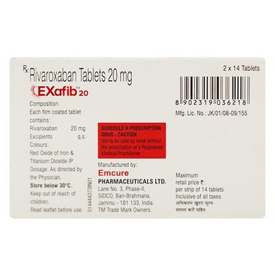 EXAFIB 20 Tablet 14's - Blood Clot-Ant