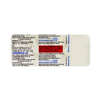 Oropraz 40mg Tablet 10'S - Ulcer/Reflux/Flatulence-Aaa