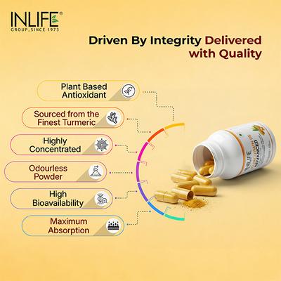 INLIFE Curcumin 95 Advanced 500 mg Vegetarian Capsule 60's - Herbal Dietary Supplement