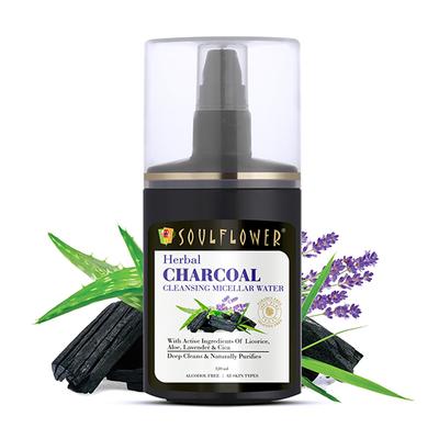 Soulflower Herbal Charcoal Micellar Cleansing Water 120 ml - Face Wash & Cleansers