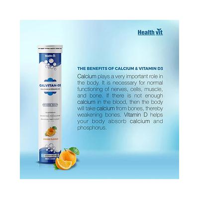 Healthvit Calvitan-D3 Effervescent Tablet - Orange Flavour 20's - Calcium And Minerals