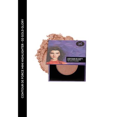 Sugar Cosmetics Contour De force Mini Blush - 02 Pink Pinnacle + Contour De force Mini Highlighter - 02 Gold Glory 1's - Highlighters & Illuminators
