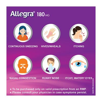 Allegra 180mg Tablet 10'S - Allergies-Ant