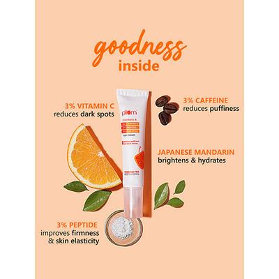 Plum 3% Vitamin C, 3% Peptide & 3% Caffeine Under Eye Cream with Mandarin Fragrance-Free 15ml - Under Eye Creams & Serums