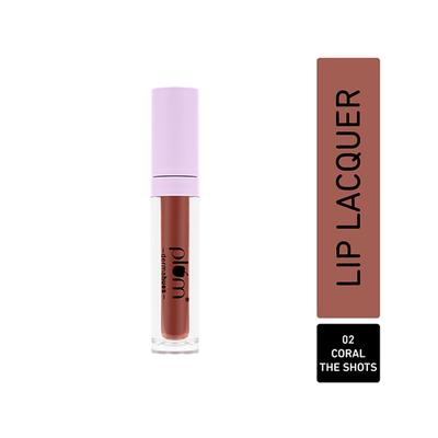 Plum Glassy Glaze Lip Lacquer 3-In-1 Lipstick + Lip Balm + Gloss 02 Coral The Shots 4.5 ml - Liquid Lipsticks