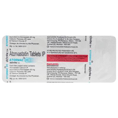 Atormac 20mg Tablet 10'S - High Cholesterol-Dys
