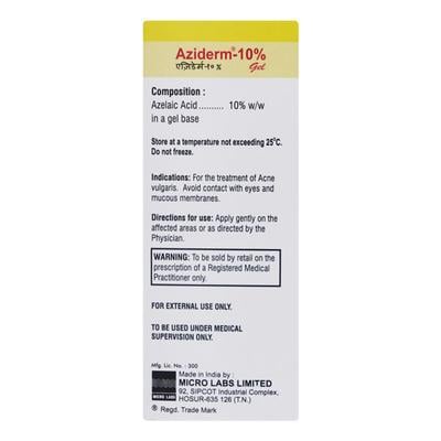 Aziderm 10% Gel 15gm - Acne-Acn