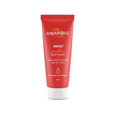 Aqualogica Detan + Smoothie Face Wash With Cherry Tomato & Glycolic Acid For Bright & De-Tanned Skin 100 ml - Face Washes