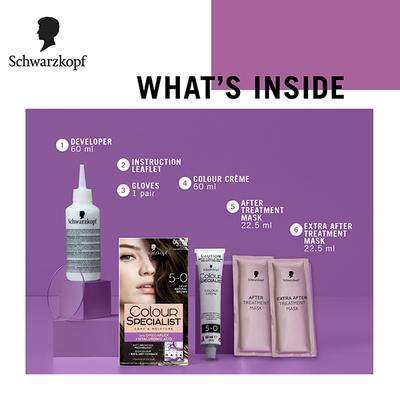 Schwarzkopf Colour Specialist At Home Permanent Hair Colour - 5.0 Light Natural Brown 165 ml - Crème