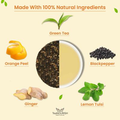 TeaNOURISH Lemon Tulsi Green Tea 100 gm - Teas