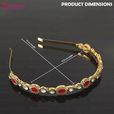 Majestique Kundan Gold Plated Hair Bands Fancy Party Wedding Headband For Women, Girls 1's - Hair Clips/Bands