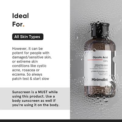 Minimalist 08% Glycolic Acid Exfoliating Liquid 150 ml - Face Moisturizers