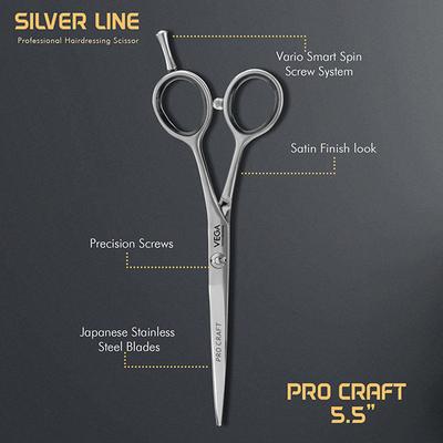Vega Professional Pro Craft 5.5' Silver Line Hairdressing Scissor (VPVSC-17) 1's - Grooming Kits