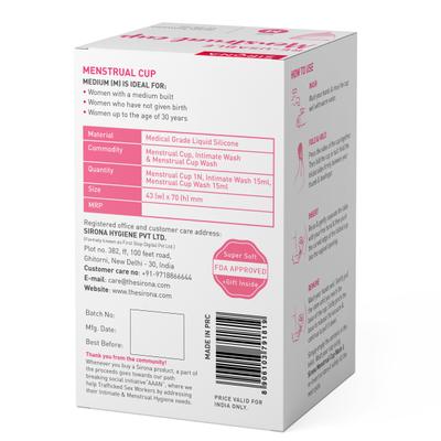 Sirona Reusable Menstrual Cup - Medium + Intimate Wash 15 ml + Menstrual Cup Wash 15 ml - Menstrual Cups
