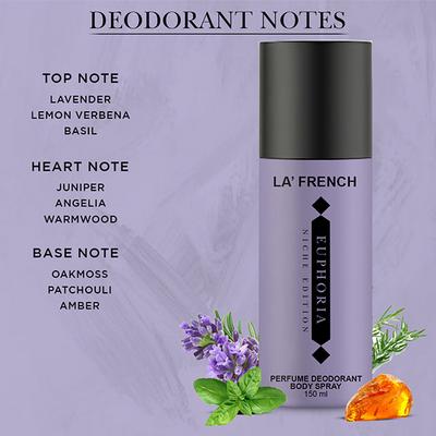 La French Euphoria Deodorant for Men and Women 150 ml - Deodorants/Roll-Ons