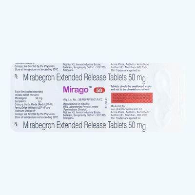 Mirago 50mg Tablet 10'S - Urinary Retention-Dru