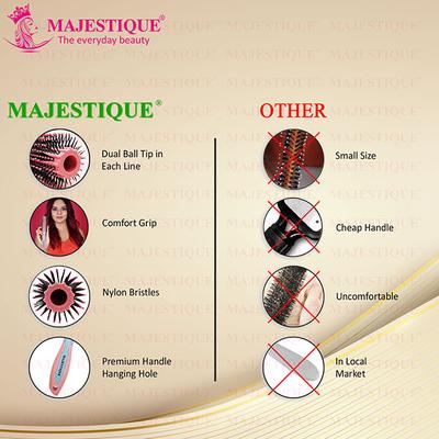 Majestique Hair Round Brush for Blow Drying and Hair Styling with Nylon Bristles - Color May Vary 1's - Hair Combs