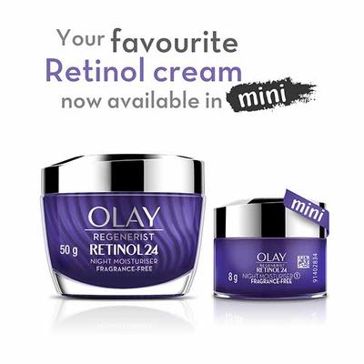 Olay Regenerist Retinol 24 Night Moisturiser Fragrance Free Smooth Wake Up to Plumper Younger Looking Skin 8gm - Face Moisturizers