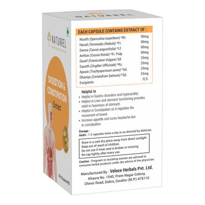Naturrel Digestion & Constipation Extract Capsule 50's + Free 10's - Digestive Care