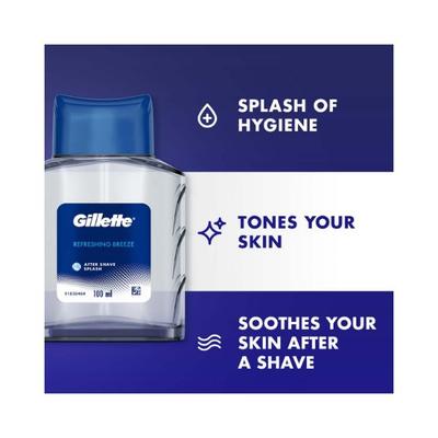 Gillette After Shave Splash Refreshing Breeze, White 100ml - Aftershave Lotion
