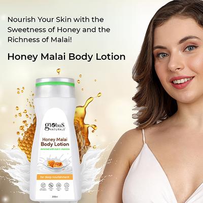 Globus Naturals Honey Malai Body Lotion, Enriched with Tulsi and Chandan, for Deep Nourishment, 200ml each 2's - Creams, Lotions & Oils